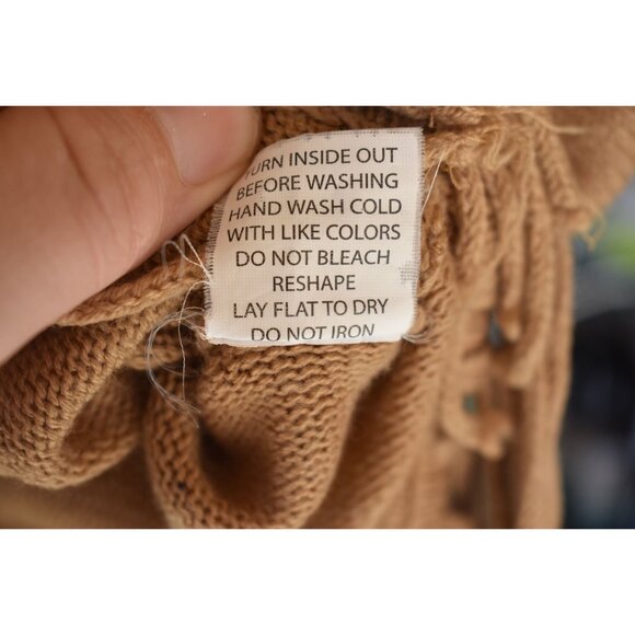 Women's NY Collection Brown Boho Knit Fringe Short Sleeve Sweater M - Picture 5 of 6